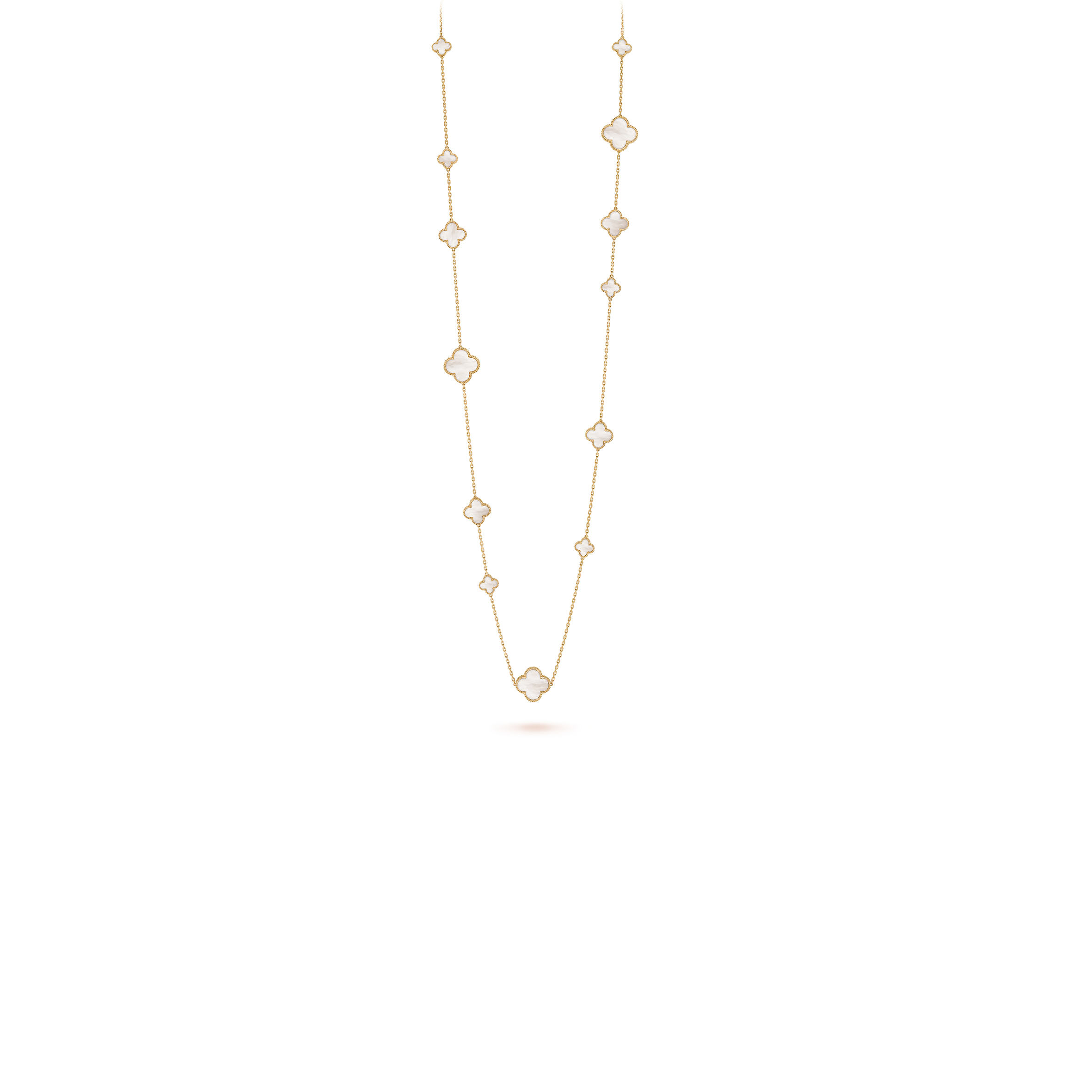 VAN CLEEF ARPELS MAGIC ALHAMBRA LONG NECKLACE, 16 MOTIFS - YELLOW GOLD, MOTHER-OF-PEARL  VCARD79300